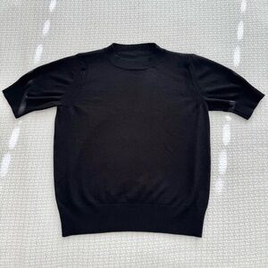 Black Short Sleeve Knit Sweater Women’s Small, Chic Office Top